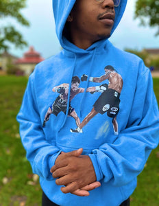 Monster in action blue hoodie
